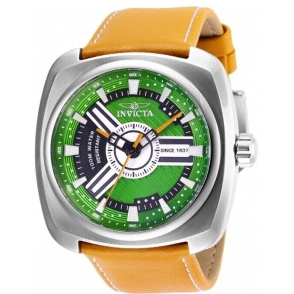 NEW‎ Invicta S1 Rally Men's Green Face Brown Leather Band Watch 28602 - Picture 1 of 7